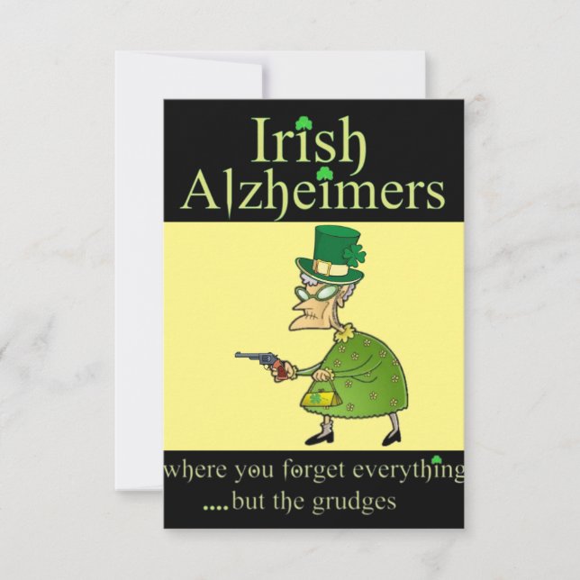 Irish Alzheimer's Humorous St. Patrick's Day Note Card (Front)