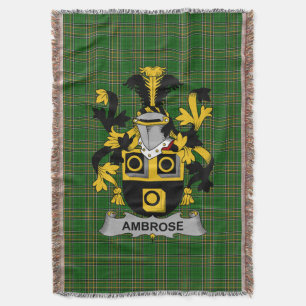 Irish Ambrose Coat of Arms Family Crest Ireland Throw Blanket
