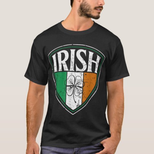 Irish America Flag Ireland Shamrock  T_Shirt