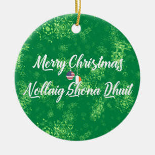 Irish American Bilingual Decoration, Gaelic Ceramic Ornament