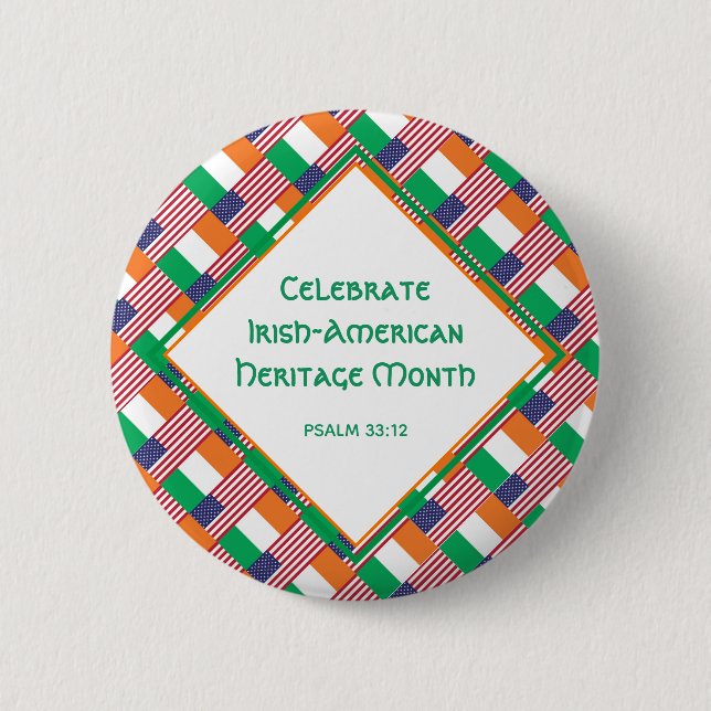 IRISH-AMERICAN Christian Celebrate Heritage Month Button (Front)