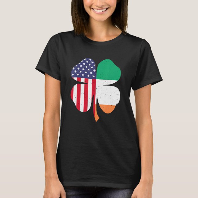 Irish American Clover Flag St. Patrick's Day T-Shirt (Front)