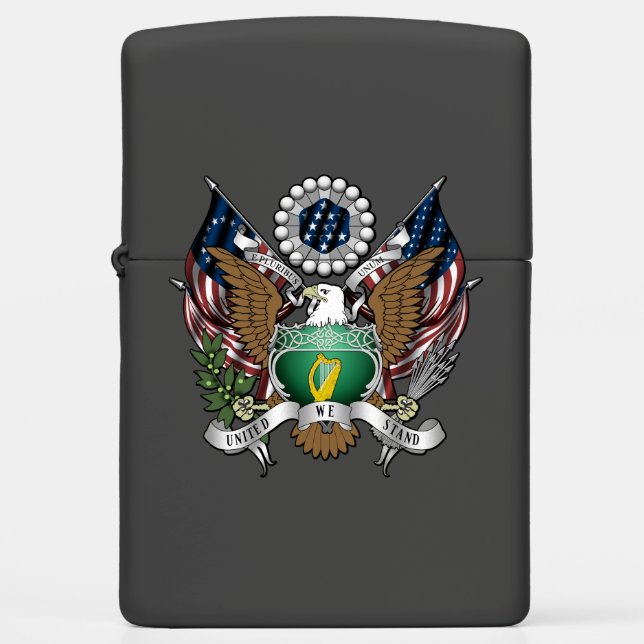 Irish American Crest Zippo Lighter (Front)