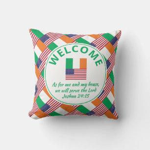 IRISH-AMERICAN Custom Christian Welcome Throw Pillow