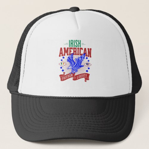 Irish American Eagle Freedom Liberty Heart Flag Trucker Hat
