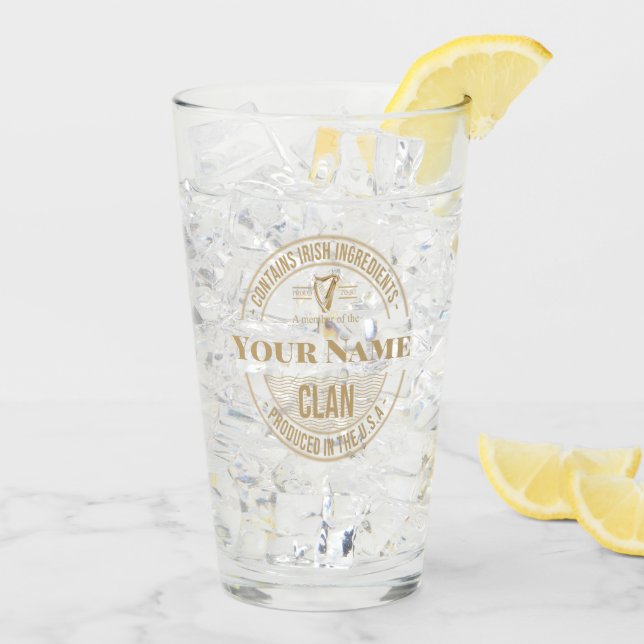 Irish American Family Name Glass (Back Ice)