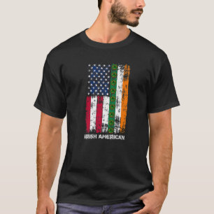 Irish American Flag 4 Leaf Clover St. Patrick's Da T-Shirt