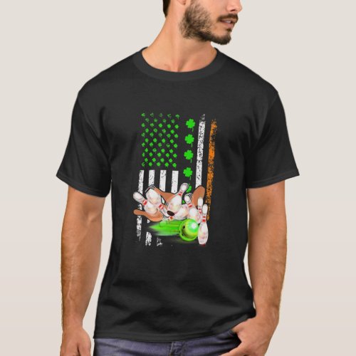 Irish American Flag Bowling Ball St Patricks Day T_Shirt