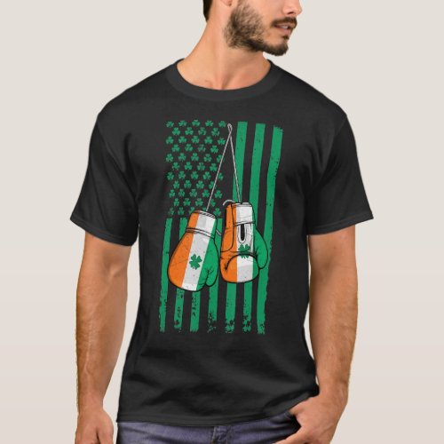 Irish American Flag Boxing  Shamrock St Patricks  T_Shirt