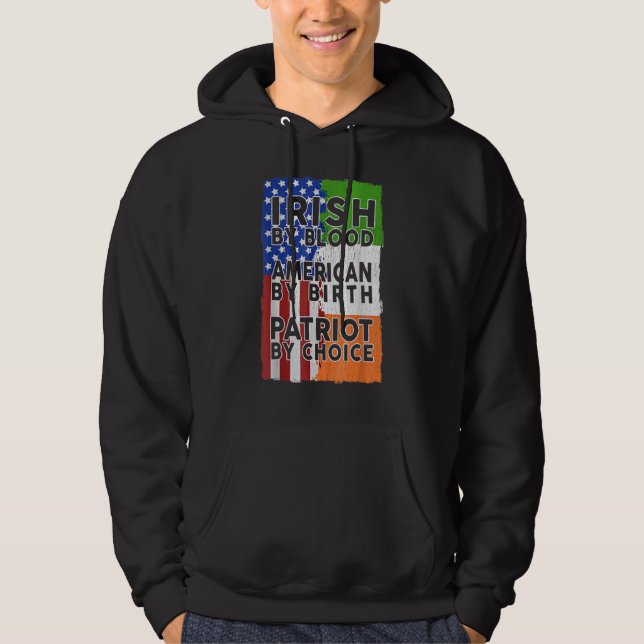 Irish American Flag Celtic Cross Funny St Patrick' Hoodie (Front)