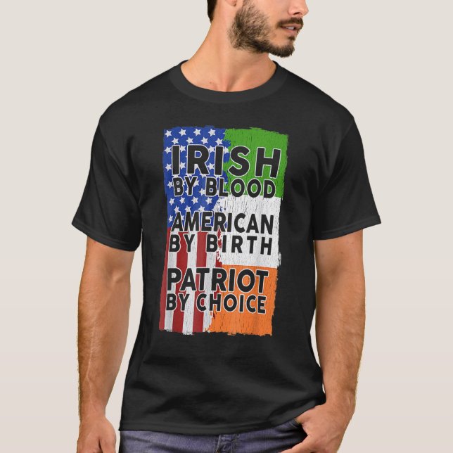 Irish American Flag Celtic Cross Funny St Patrick' T-Shirt (Front)