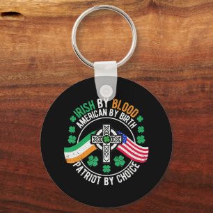 Irish American Flag Celtic Cross St Patrick's Day Keychain