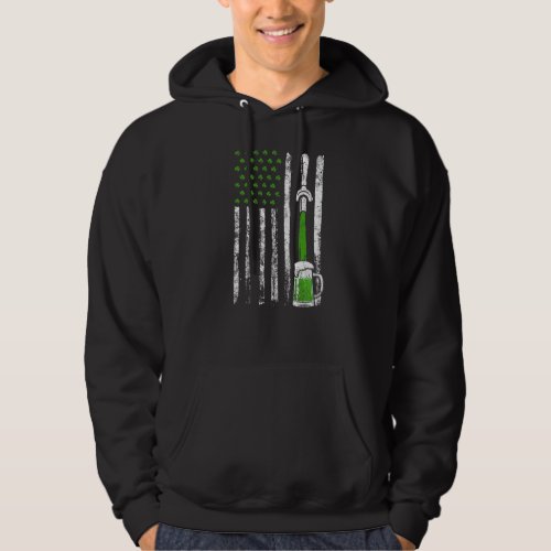 Irish American Flag Draft Beer Shamrock St Patrick Hoodie