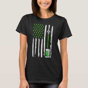 Irish American Flag Draft Beer Shamrock St Patrick T-Shirt
