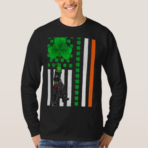 Irish American Flag Giant Schnauzer Dog St Patrick T_Shirt