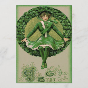 Irish American Flag Harp of Erin Shamrock Invitation