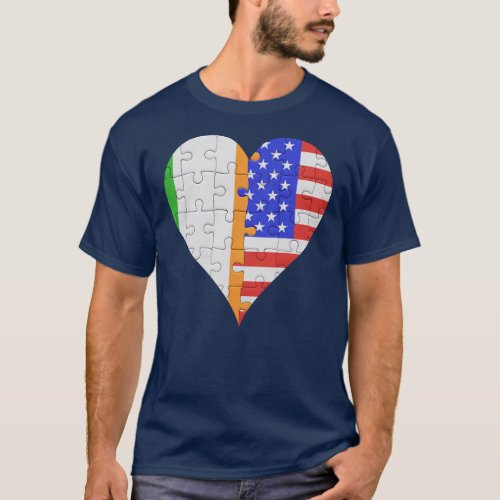 Irish American Flag Heart  T_Shirt