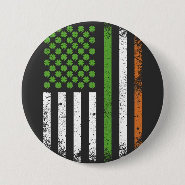 Irish American Flag Ireland Flag Round Button (Front)