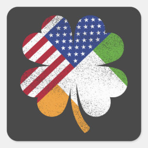 Irish American Flag Ireland Flag Square Sticker