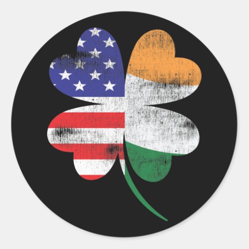 IRISH AMERICAN FLAG Ireland Shamrock St Patricks Classic Round Sticker