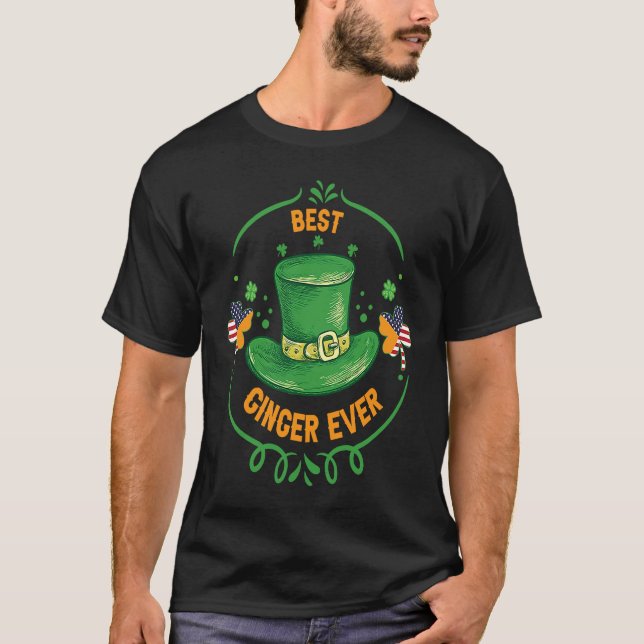 Irish American Flag Ireland St Patrick's Day Shamr T-Shirt (Front)
