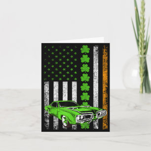 Irish American Flag Lucky Car Racing St. Patrick's Card