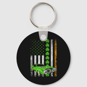 Irish American Flag Lucky Car Racing St. Patrick's Keychain