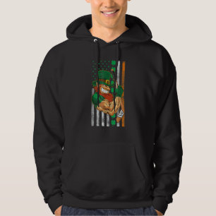 Irish American Flag Lucky Hockey St Patrick's Day Hoodie