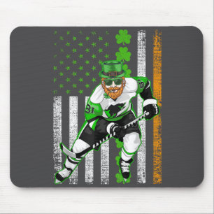 Irish American Flag Lucky Hockey St. Patrick's Day Mouse Pad