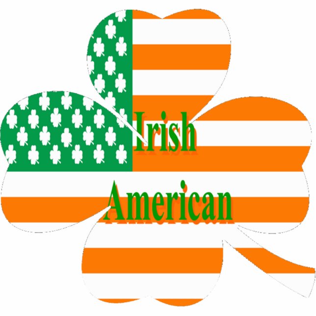 Irish American flag on four leaf clover Statuette (Front)