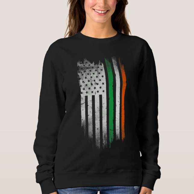 Irish American flag Patrick's day cool Ireland fla Sweatshirt (Front)