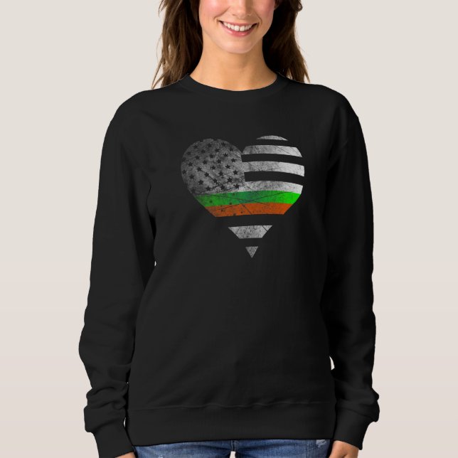 Irish American flag Patrick's day love heart Irela Sweatshirt (Front)
