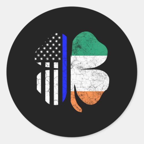 Irish American Flag Police Officer St Patricks Day Classic Round Sticker