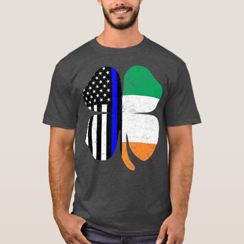Irish American Flag Police Officer St Patricks Day T_Shirt