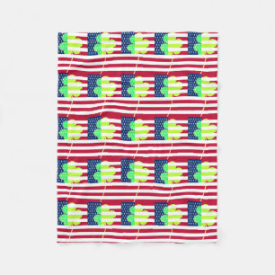 Irish American Flag Shamrock Clover St. Patrick Fleece Blanket