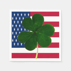 Irish American Flag Shamrock Clover St. Patrick Napkins