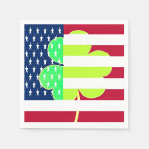 Irish American Flag Shamrock Clover St. Patrick Paper Napkins