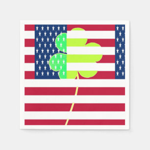Irish American Flag Shamrock Clover St. Patrick Paper Napkins