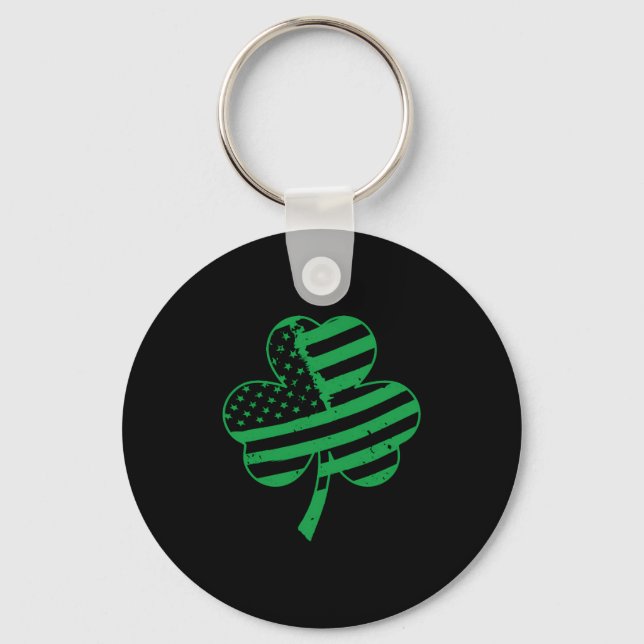 Irish American Flag Shamrock For Keychain (Front)