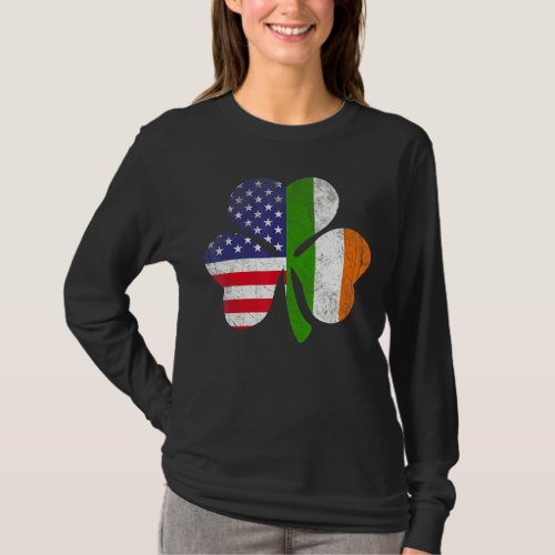 Irish American Flag Shamrock St Patricks Day Appa T_Shirt
