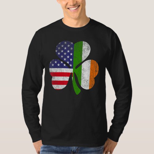 Irish American Flag Shamrock St Patricks Day Appa T_Shirt