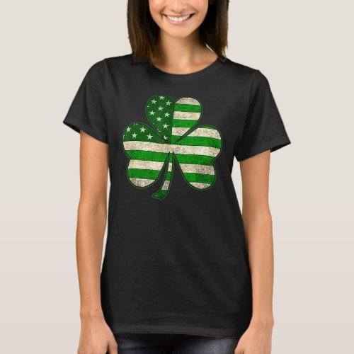 Irish American Flag Shamrock Vintage St Patricks D T_Shirt