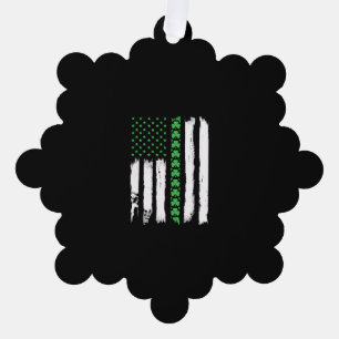 Irish American Flag Shirt St Patrick's Day Long Sl Ornament Card