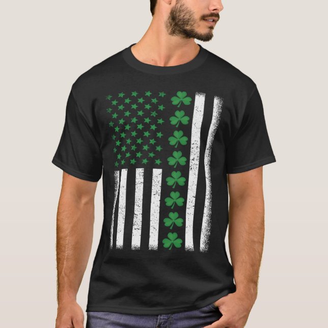 Irish American Flag St Patrick s Day T-Shirt (Front)