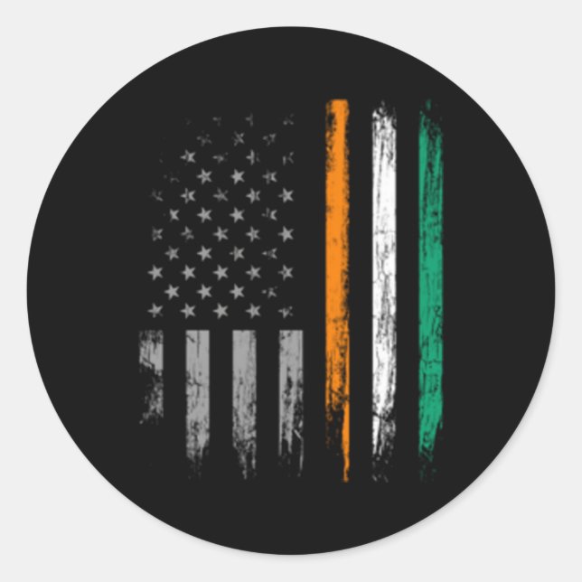 Irish American Flag St Patrick'S Day Classic Round Sticker (Front)