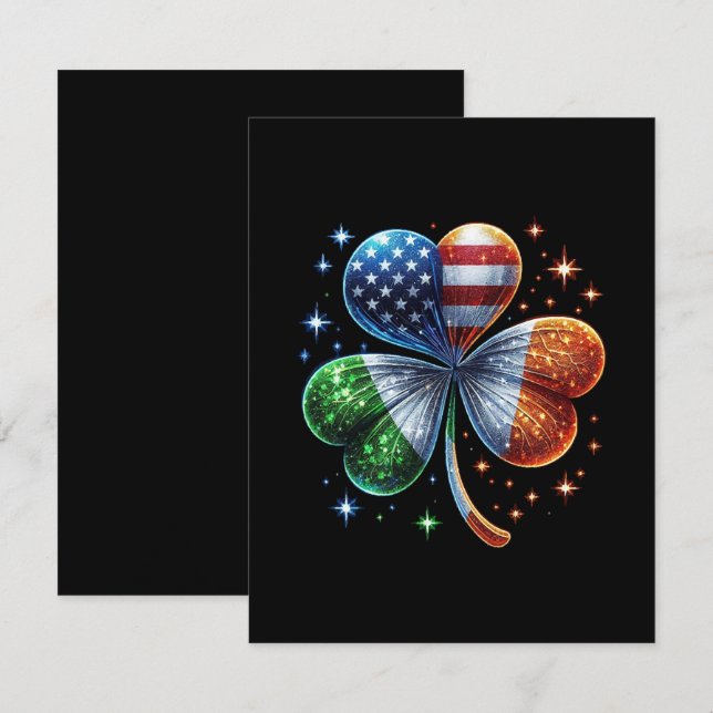 Irish American Flag ST PATRICKS DAY Enclosure Card (Front/Back)