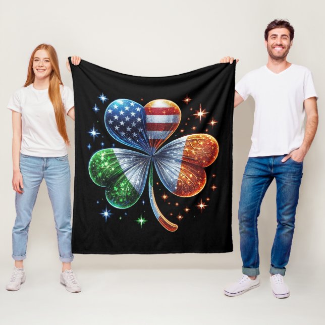Irish American Flag ST PATRICKS DAY Fleece Blanket (In Situ)