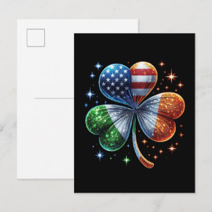 Irish American Flag ST PATRICKS DAY Invitation Postcard