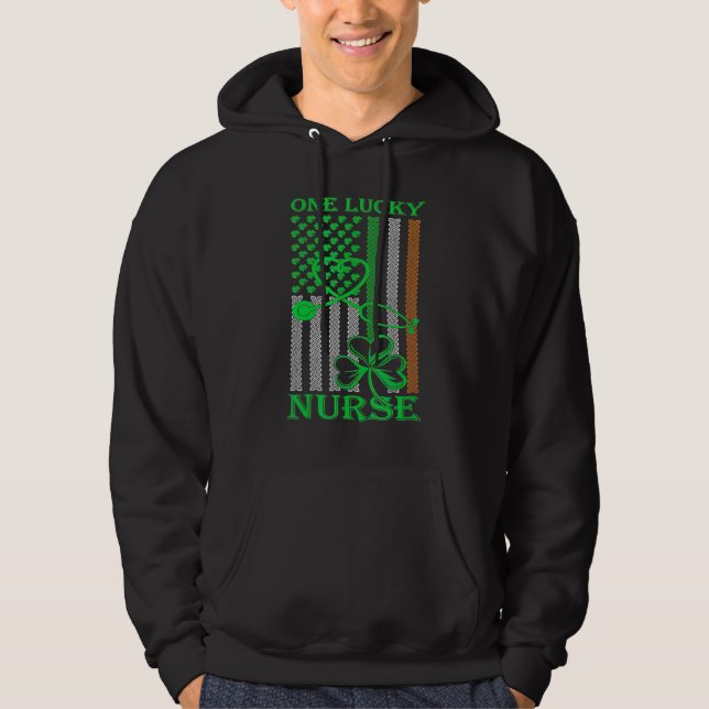 Irish American Flag St Patrick's Day One Lucky Nur Hoodie (Front)