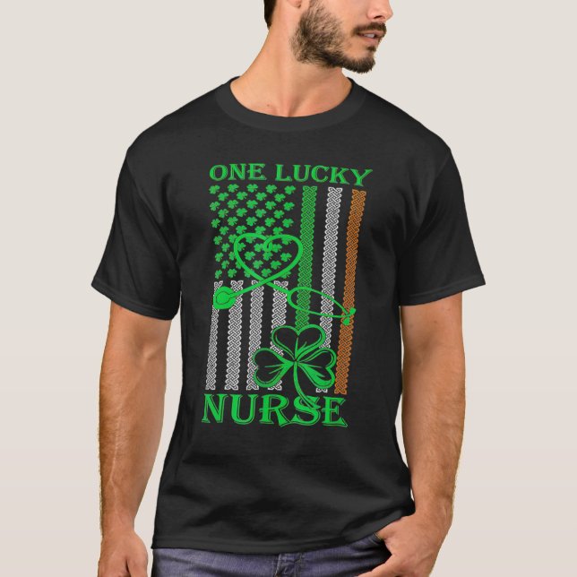 Irish American Flag St Patrick's Day One Lucky Nur T-Shirt (Front)